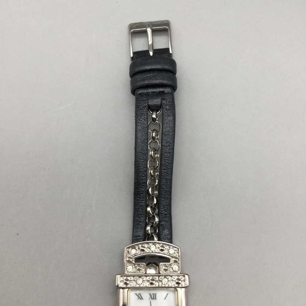 Avon Womens Watch 20mm White Dial Black Wrap Leather Chain Strap New Battery